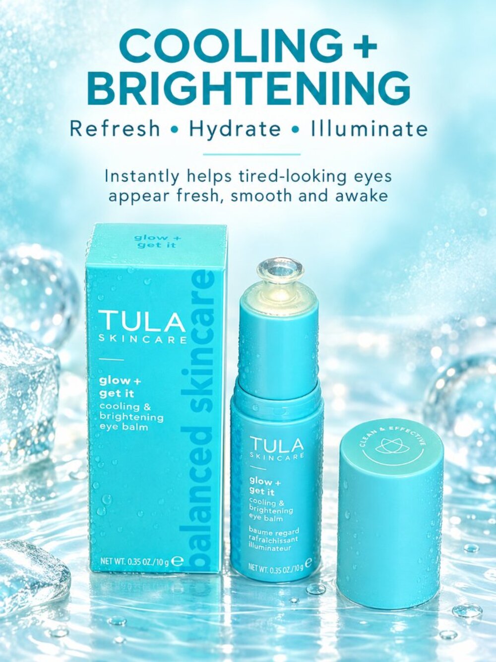 TULA Glow + Get It Cooling Brightening Eye Balm Full Size 0.35 oz NIB
